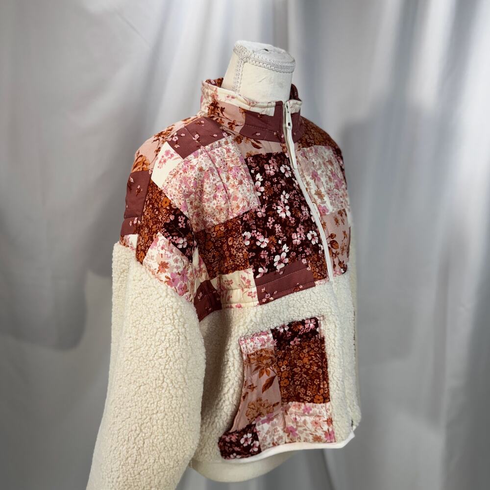 Alter’d State Sherpa Patchwork Jacket Medium NWT Floral Cottagecore Boho Prairie - Picture 15 of 16